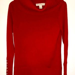 David Brooks Italian merino wool cowl neck red long sleeve sweater Small